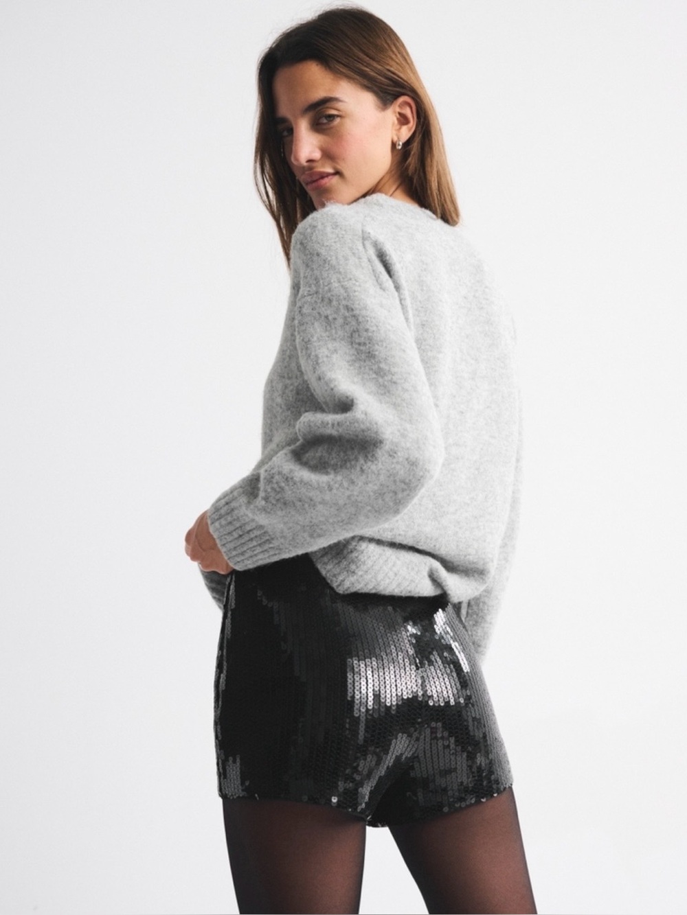 Express Black Sequin Shorts